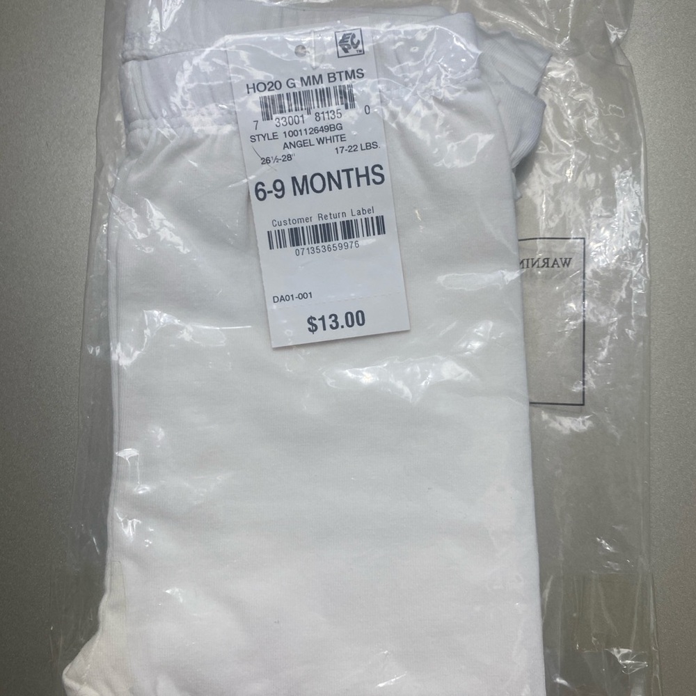 White Baby Pants 6-9 Months NWT